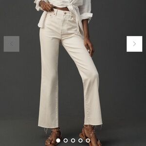 Pistola Ally High-Rise Crop Flare Jeans in Vintage Eggshell Size 32. NWT